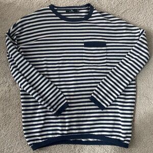 Classic Navy Striped Women's Crewneck Sweater M